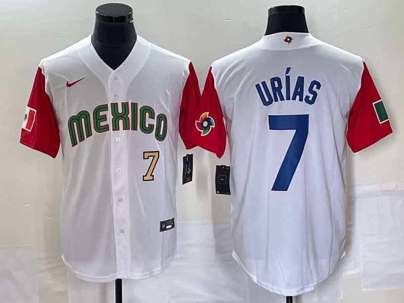 Men 2023 World Cub Mexico #7 Urias White blue Nike MLB Jersey5